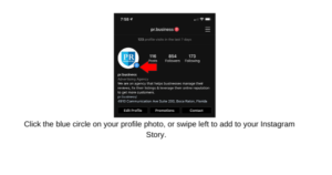 Example of where to add your story to Instagram